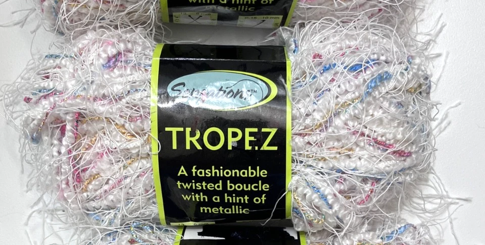 LOTE de hilo Sensations (3) Tropez retorcido Boucle con descontinuación metálica blanco multi Foto 2 de 4