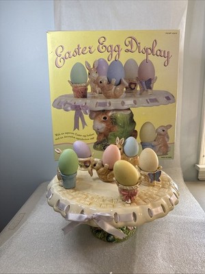 Easter Egg Display Bunny Eggs Set Cake Desert Pedestal Plate