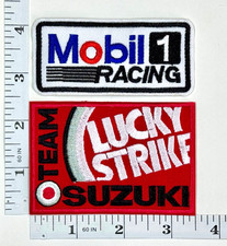 Embroidered 2-Patch Set - Motorcycles - Racing - Mobil 1 - Lucky Strike - Suzuki