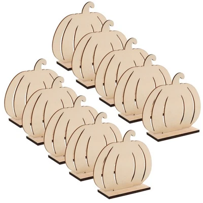 10Pcs Mini Wood Pumpkins for Painting Beige Harvest Table Centerpiece Decor - Imagen 1 de 4