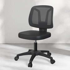 Armless Mesh Computer Desk Office Chair Height Adjustable with Lumbar for Hom...