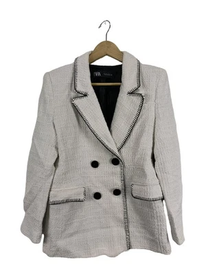 ZARA Blazer en maille tricotée Dames Blazer T EU 38 gris clair style décontracté - Photo 1/4