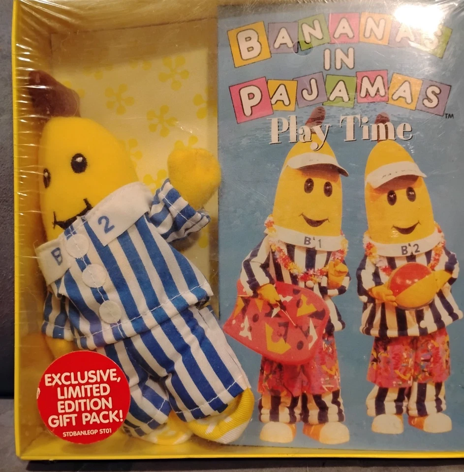 Bananas in Pajamas 7" Plush & Play Time VHS New Sealed Limited Box Set 1997 TOMY - Image 2 of 4