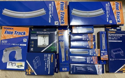 TOMIX N Gauge Bulk Set with Signals, Tracks & Bridges, Used