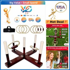 Rustic Ring Toss Game All Weather Outdoor Yard Toys for Adults Kids