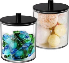 2 Pack 50oz Laundry Pods Container with Matte Black Bamboo Lid Shatterproof