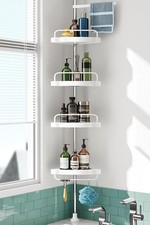 Corner Shower Caddy Tension Pole: Rust Proof 4Tier Shampoo Storage Organizer for