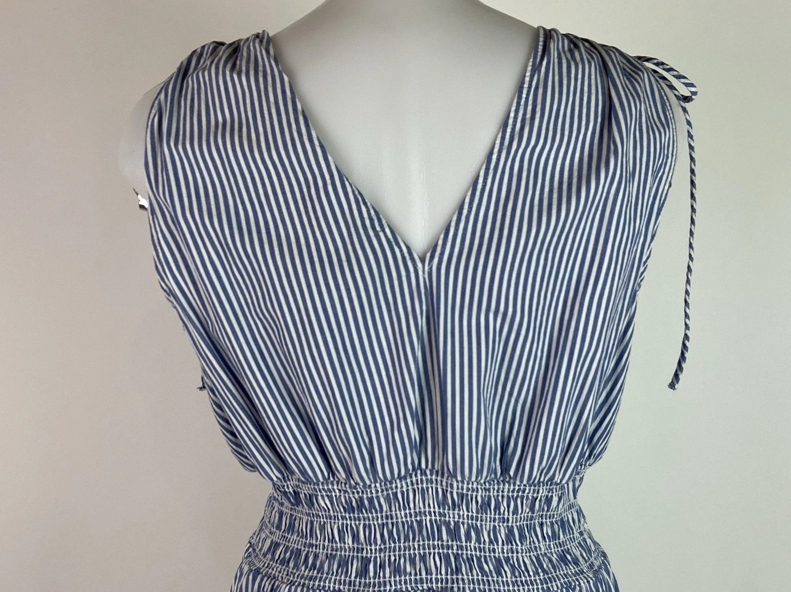 VETEMENTS Maxi abito blu a righe Oldy Navyia taglia XLargeta spalla crav vita fumène