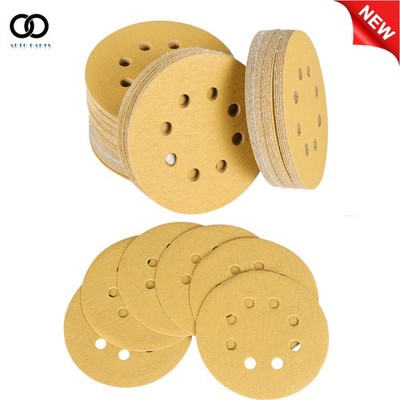 100 Pack 5'' 8 Holes Sanding Disc Hook and Loop Flocking Sandpaper 100 Grit US