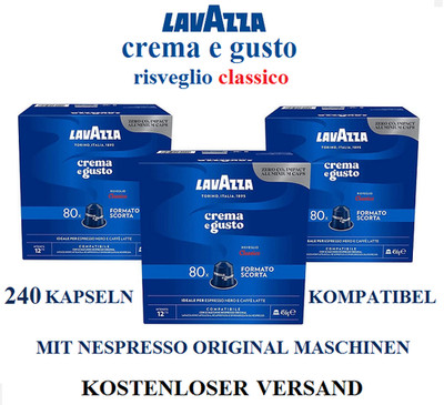 240 KAPSELN KAFFEE LAVAZZA KOMPATIBEL MIT NESPRESSO CREMA E GUSTO CLASSICO