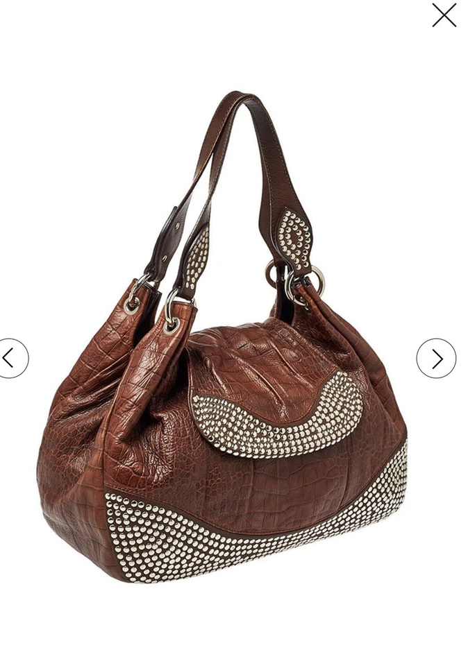 Bolso de Hombro Moschino Cuero Marrón Tachonado - Excelente Estado Foto 2 de 4