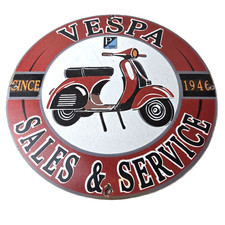 Vintage Vespa Sign - Gas Motorcycle Bike Gas Pump Porcelain Sign