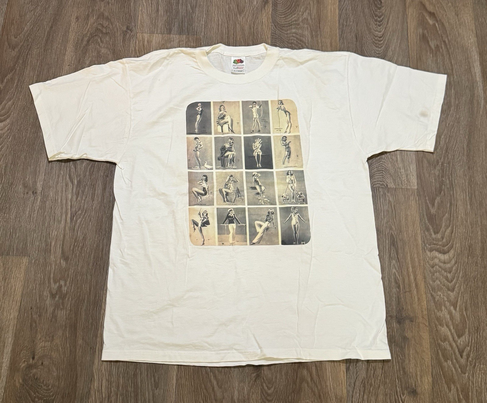 Vintage 90’s Pin-up Girls T-Shirt Size XL White rare,(JD4 08)