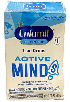 Enfamil Fer-In-Sol Iron Drops Active Minds for 0-24 Months EXP 10/1/26, 50mL