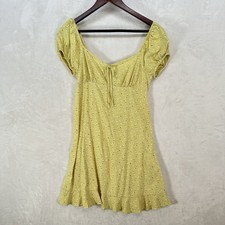 Vintage SO Dress Women S Yellow Floral Country Cottage Babydoll Milkmaid Smocked