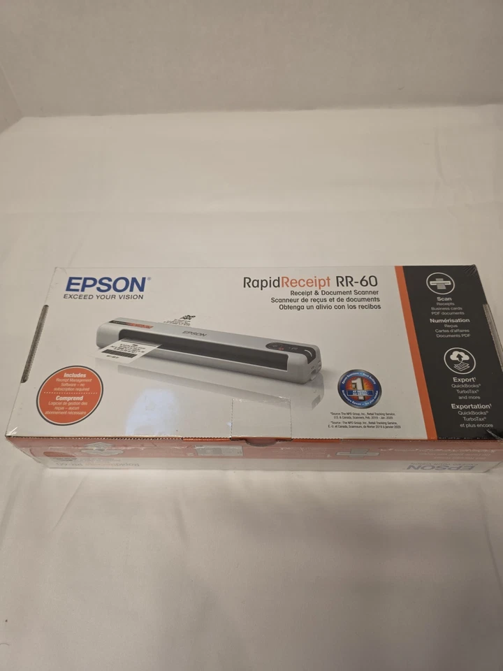 Epson RapidReceipt RR-60 Mobil Receipt and Color Document Scanner Brand New - Image 2 of 4