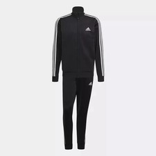 adidas Essentials Fleece 3-Stripes Tracksuit 2 Piece Set Black Men's Size Large