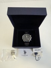 U.S. Polo Assn. USP7131ST Herrenuhr Silber Schwarz Römisches Zifferblatt