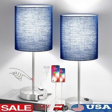 3 Way Dimmable Touch Table Lamp W/ USB Ports  LED Bulbs Eye-Caring Design