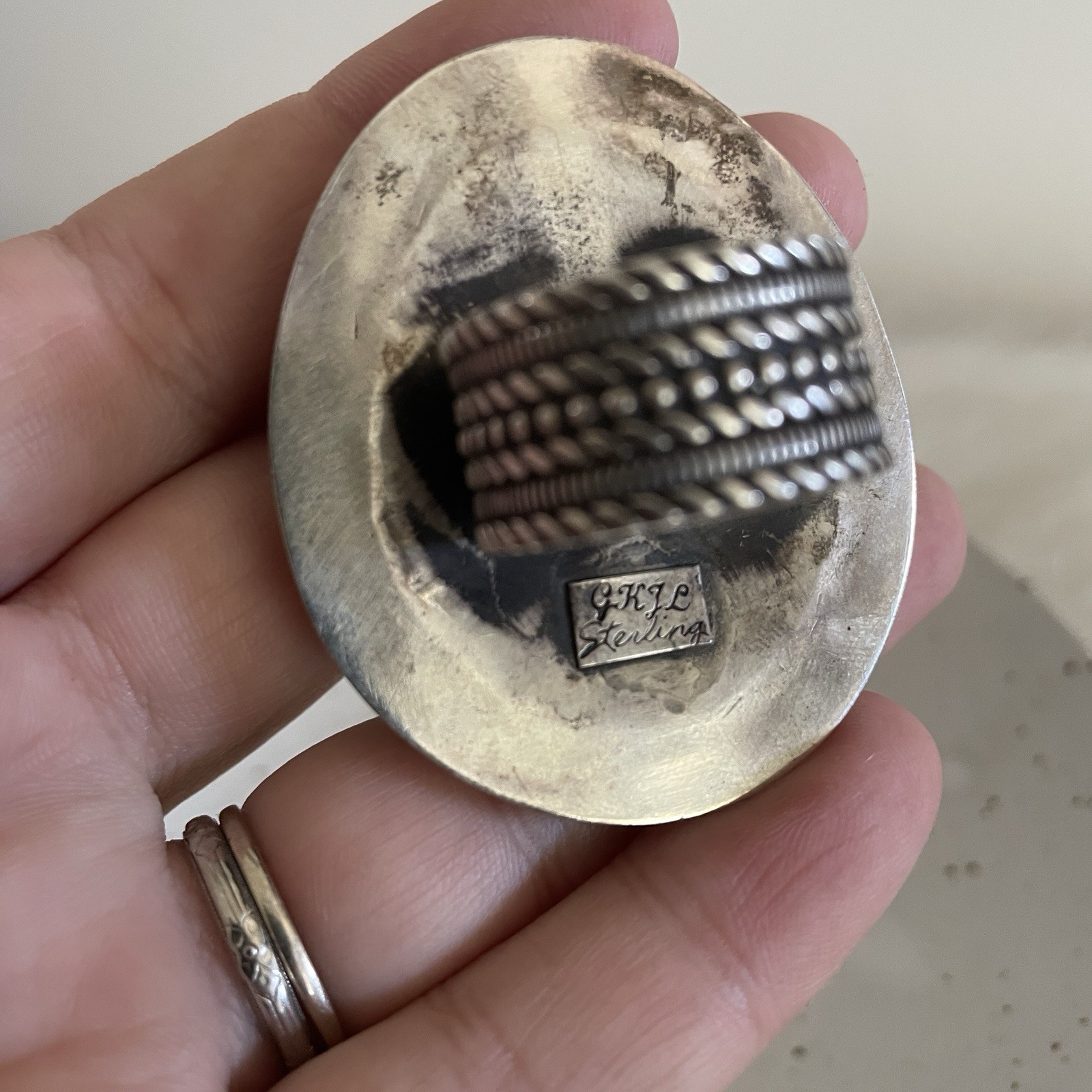 Turquoise and Silver Statement Ring  artisan Hand… - image 3