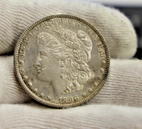 1896 US Morgan Silver Dollar $1 Choice AU (Cleaned)