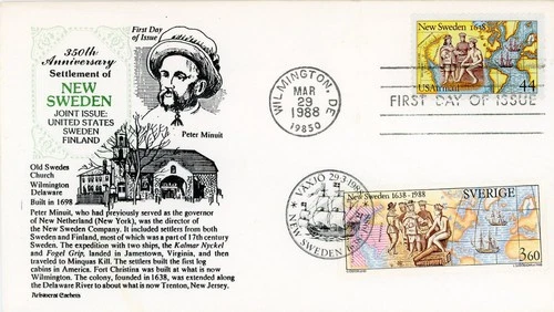 1988 New Sweden Dual FDC Aristocrats US # C117 and Sweden# 1672