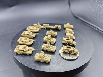 3D Printed 1/400/350 Us Armored Forces Tank Green Finished Model 14/pcs