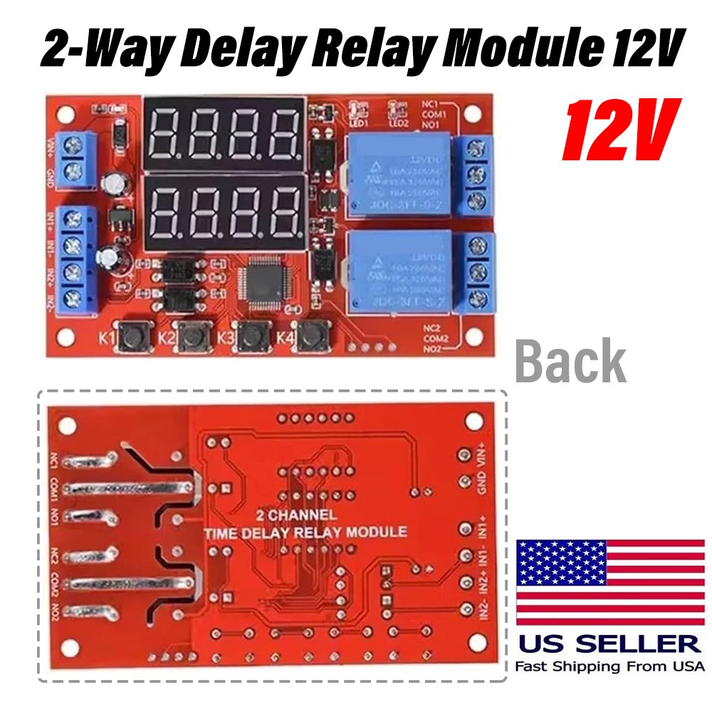 12V 10A Adjustable Time Delay Relay Module 32 Modes Dual Way LED Timer Switch