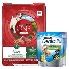 Purina Bundle Pack Small Breed Dog Food and Treats, ONE Plus Lamb and Rice Form