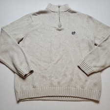 Chaps Sweater Mens M Beige 1/4 Zipper Pullover C37