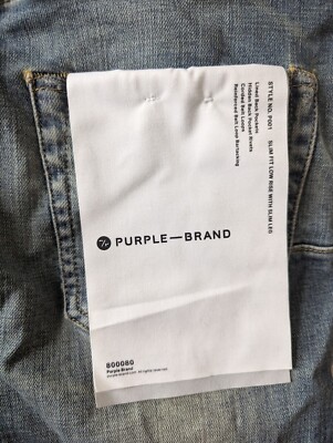 PURPLE BRAND 28 Mens Jean P001 Slim Fit Low Rise Slim Leg