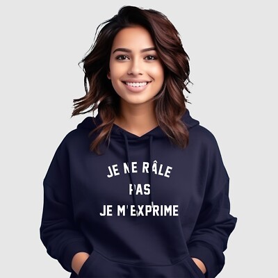 Damen Hoodie - ICH KREIE NICHT ICH DRÜCKE MICH AUS. Hoodie Farbe Marineblau