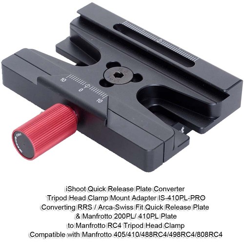 Clamp Converter for 200PL 410PL Quick Release Plate to Manfrotto RC4 Tripod Head - Picture 2 of 14