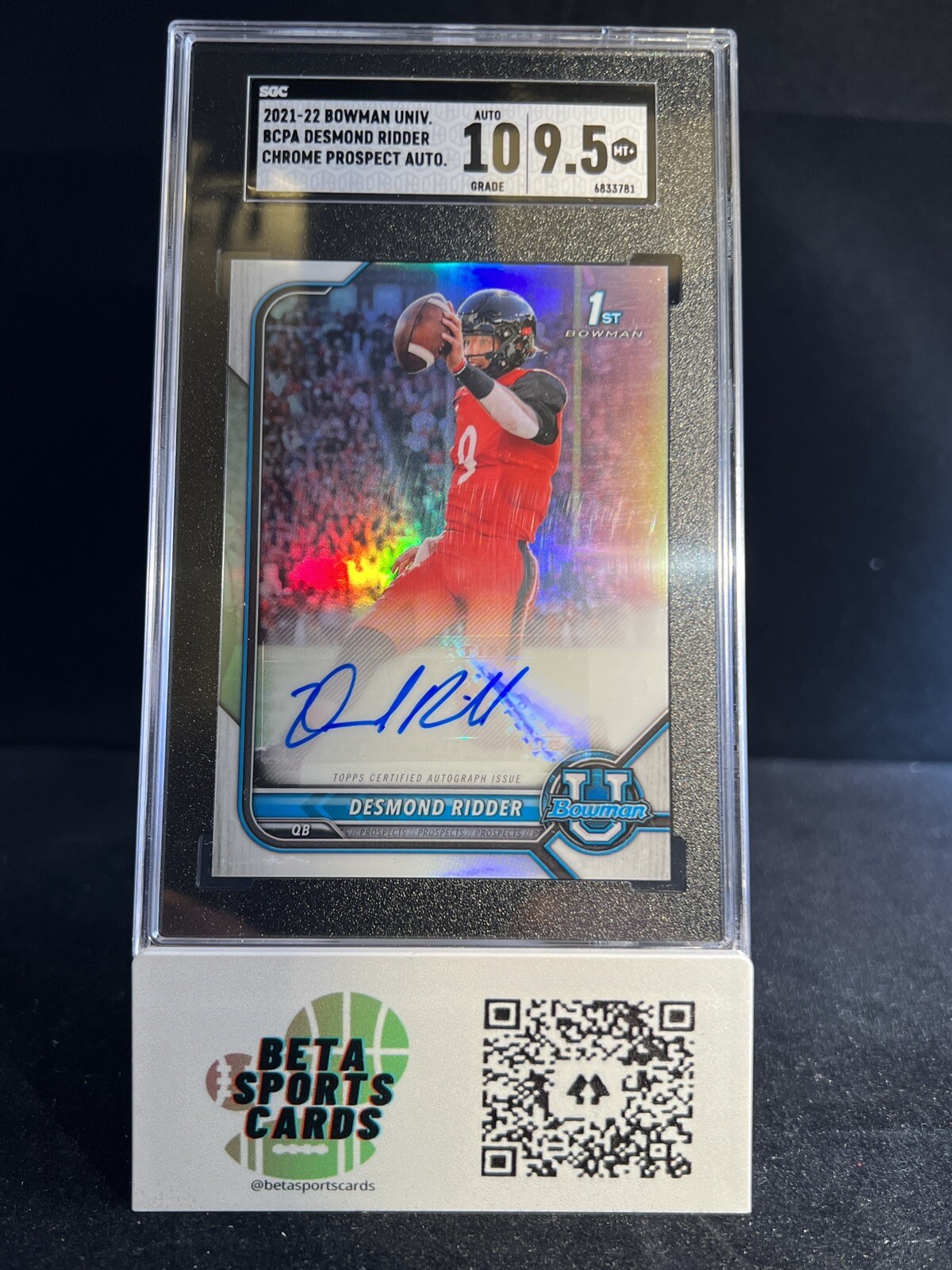 2021-22 Bowman University DESMOND RIDDER Refractor Auto SGC 9.5 /10 AUTO