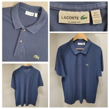 Lacoste Classic Fit Polo Shirt Men s XXL 2XL Navy Blue Short Sleeve 7 Excellent