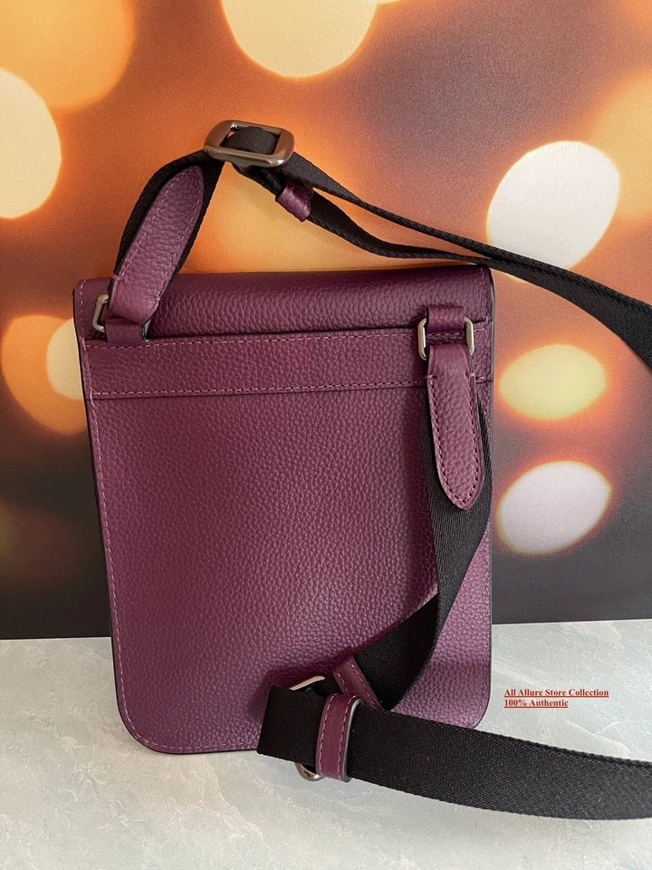NUEVO BOLSO CRUZADO HUDSON PEQUEÑO DE CUERO AUTÉNTICO COACH PARA HOMBRE #1309 Uva Oscura Foto 4 de 4
