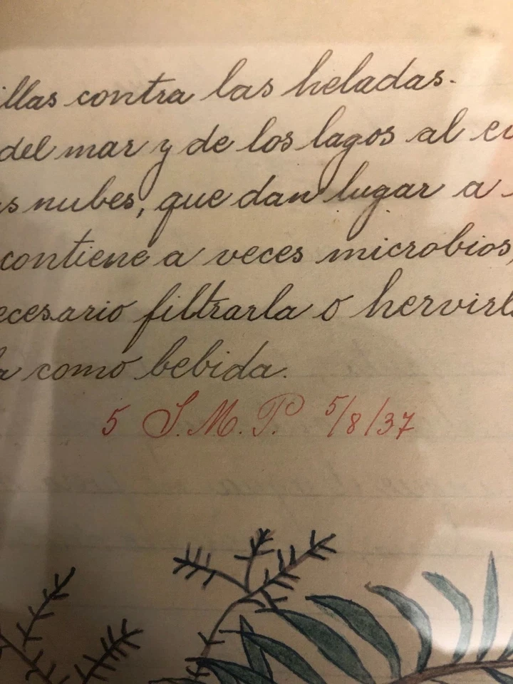 Framed 1937 Child's Composition Book from Catholic School on San Blas Island - Image 4 of 4