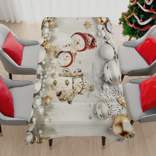 Christmas Kitchen/Dining Tablecloth Polyester 55"x70" Ornaments  Snowmen
