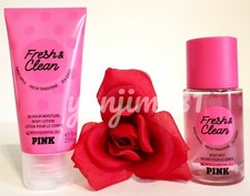 VICTORIA SECRET PINK FRESH AND CLEAN - MINI MIST  MINI LOTION SET - TRAVEL SIZE