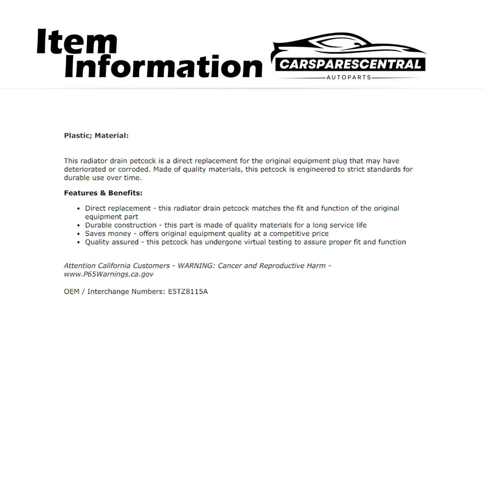 Volante de drenaje de radiador Dorman para Ford Taurus 2,5 L 1986-1990 Foto 4 de 4