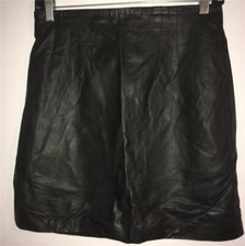 Vakko Vintage 1980's-1990's Black 100 Genuine Leather Mini Skirt 12