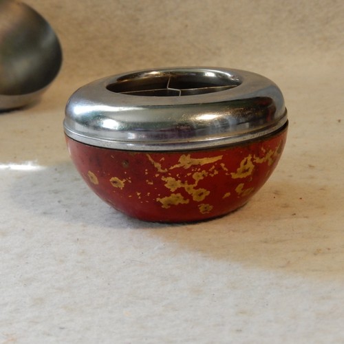 Vintage CHASE Chrome Red Bakelite Eyeball Cigarette Orb Box Smoking NESSEN - Picture 6 of 10