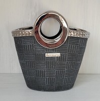 "Formano Vase \"Tasche\" Anthrazit Silber 17X17 Cm Muster Edel Geschenk Modern"