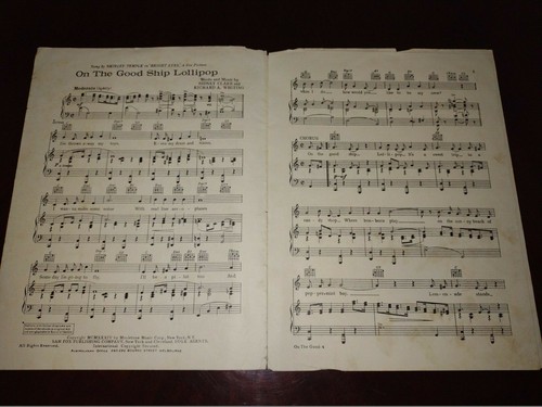 Shirley Temple On The Good Ship Lollypop sheet music - Picture 3 of 3
