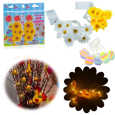 Künstliche Lichterkette Gänseblümchen Eiform Batteriebetrieben Ostern LED Lichterkette