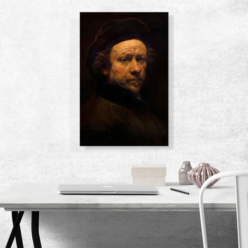 Self-Portrait with Beret and Turned-Up Collar Canvas Print by Rembrandt van Rijn - Picture 2 of 11