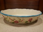 TEMP-TATIONS OVAL BAKER FLORAL LATTICE TEAL FLORAL NEVER USED