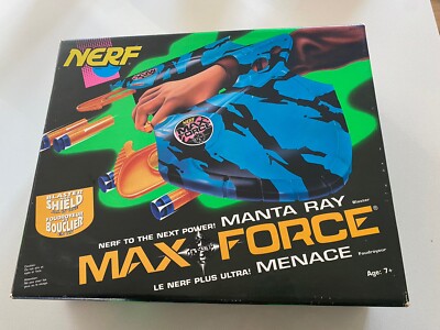 Rare Kenner NERF Max Force Menace Aqua Manta Ray Blaster With Box