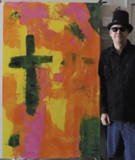 Mark Little, Authentic, Original, 39”X 62” Acrylic, Abstract, POP Art, giant