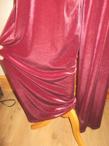 NEXT Size 16 Petite Burgundy Velvet Jumpsuit Wide leg Brand NEW with Tags - Picture 6 of 7